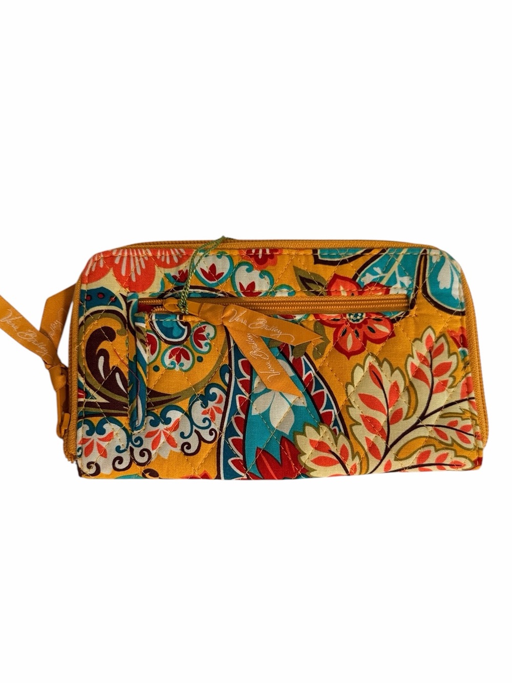 Vera Bradley "Provencal" Mustard Yellow Floral Quilted "Zip Around" Wallet